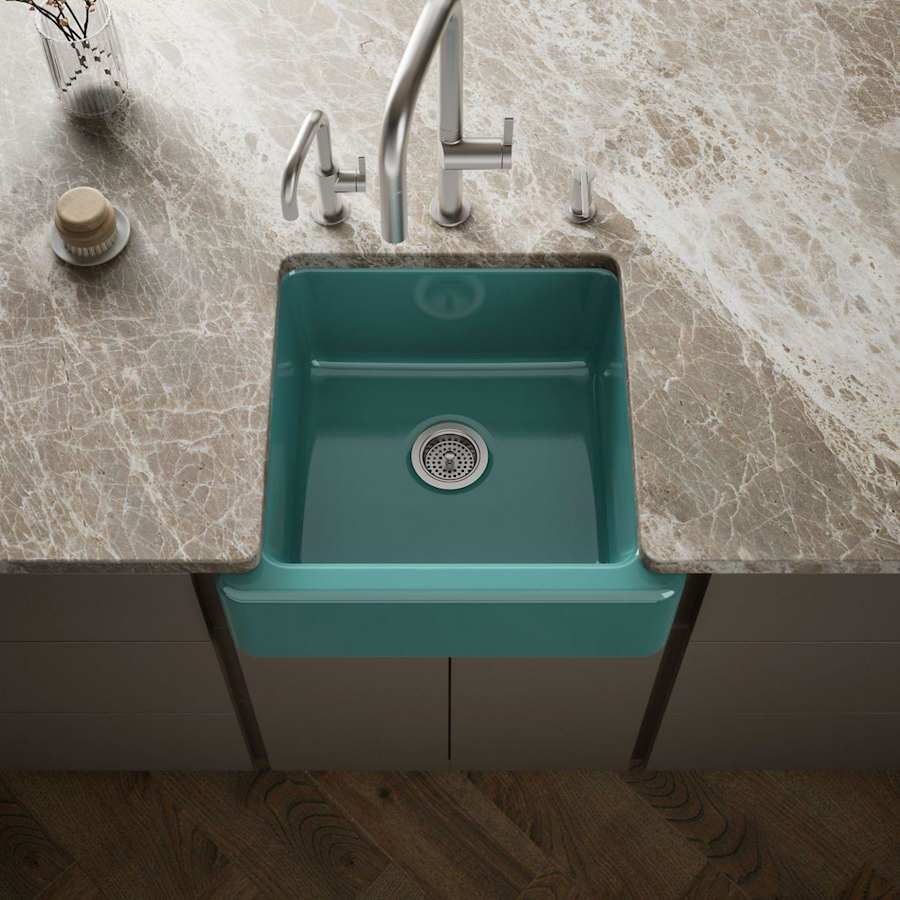Whitehaven 23-1/2" Self-Trimming Farmhouse Single Basin Enameled Cast Iron Kitchen Sink