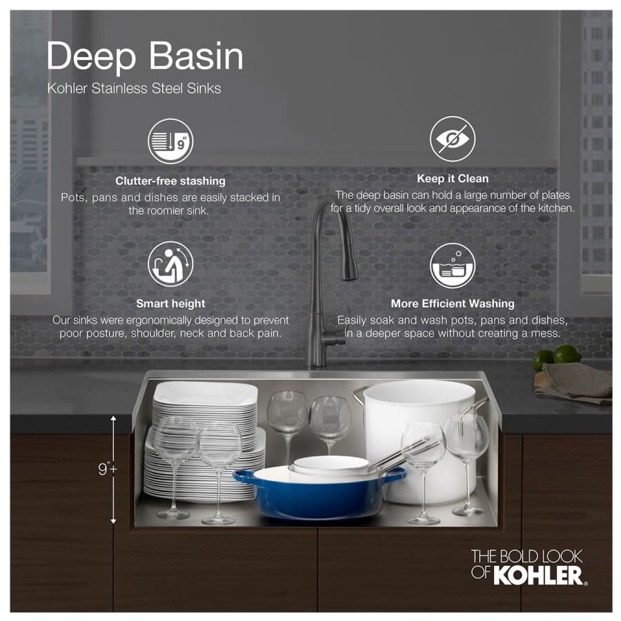 Vault 33" Single Basin Top-Mount/Under-Mount 18-Gauge Stainless Steel Kitchen Sink with SilentShield