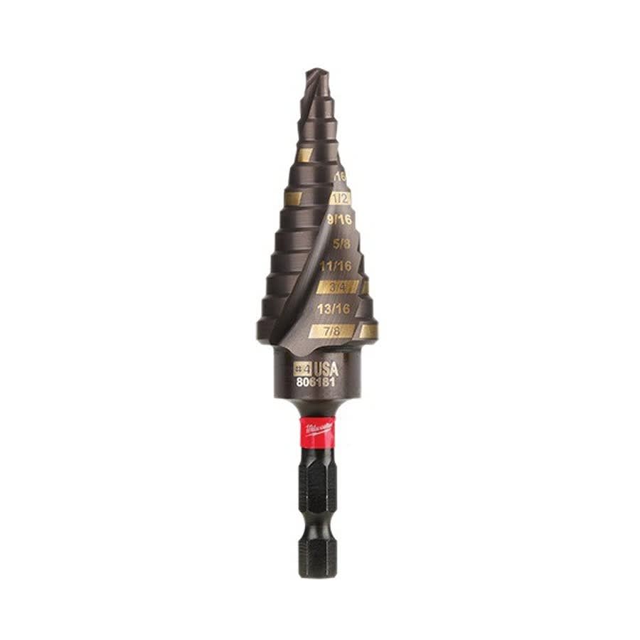 SHOCKWAVE™ Impact Duty™ Impact Step Drill Bit, 3/16 to 7/8 in Dia Max Hole, 12 Steps, Titanium