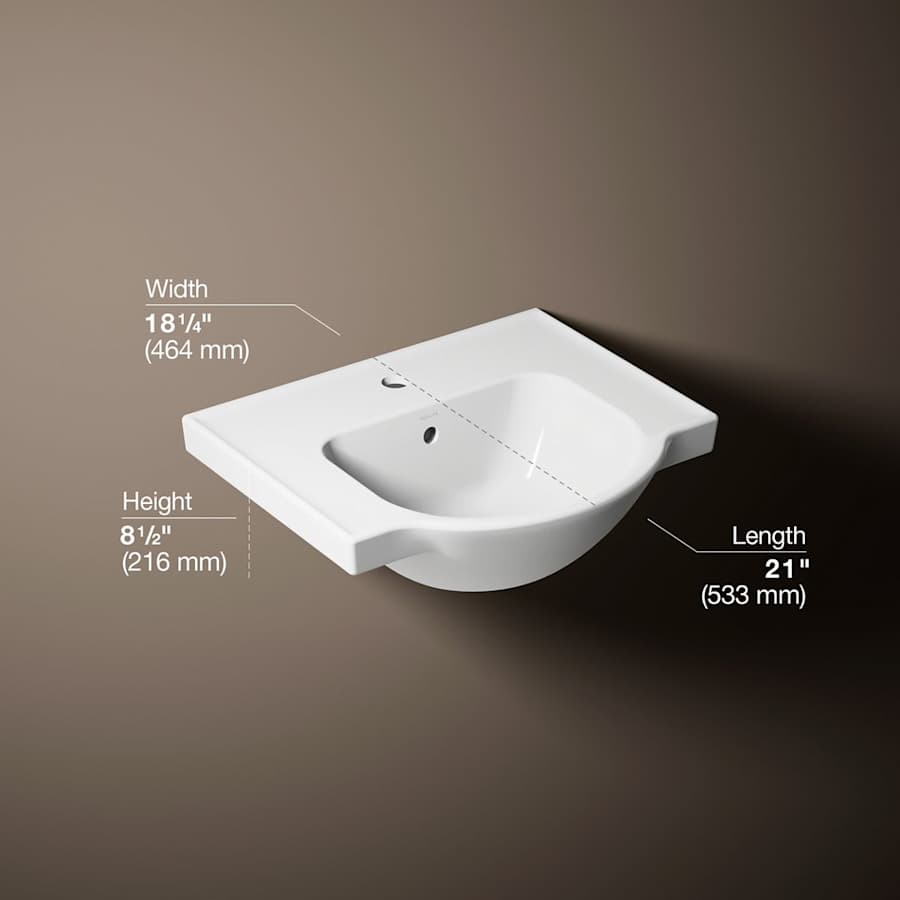 Veer 21" Pedestal Bathroom Sink with One Hole Drilled and Overflow