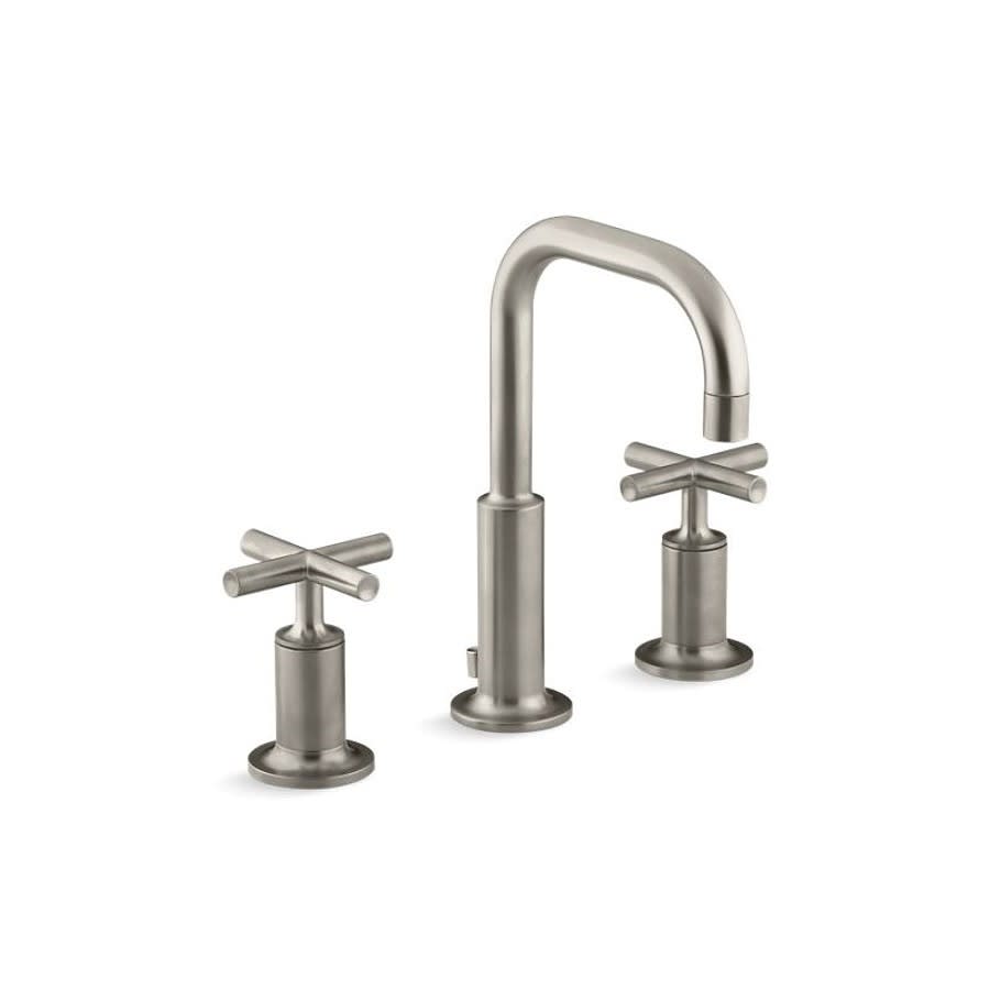Purist® Widespread Lavatory Faucet, ADA, 2 Handle, 3-Hole, 1.2 gpm, Vibrant Brushed Nickel