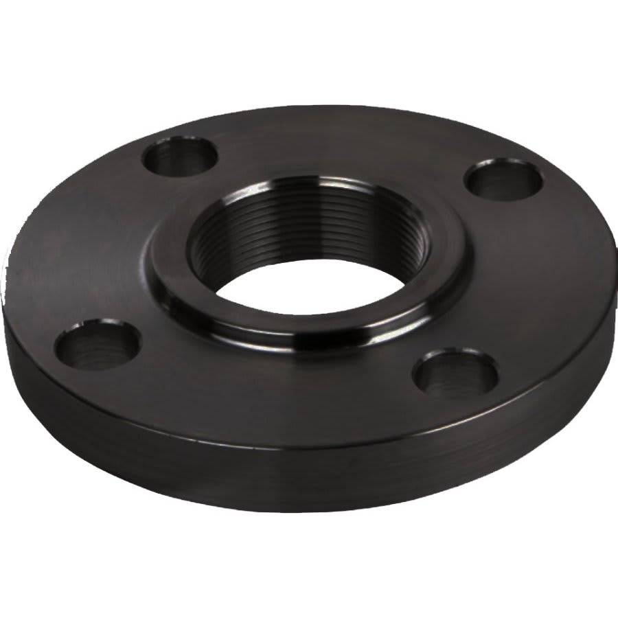 Raised Face Flange, 3 in, FNPT, 7-1/2 in OD, 4 Bolt Holes, 150 lb, Carbon Steel, Buy American