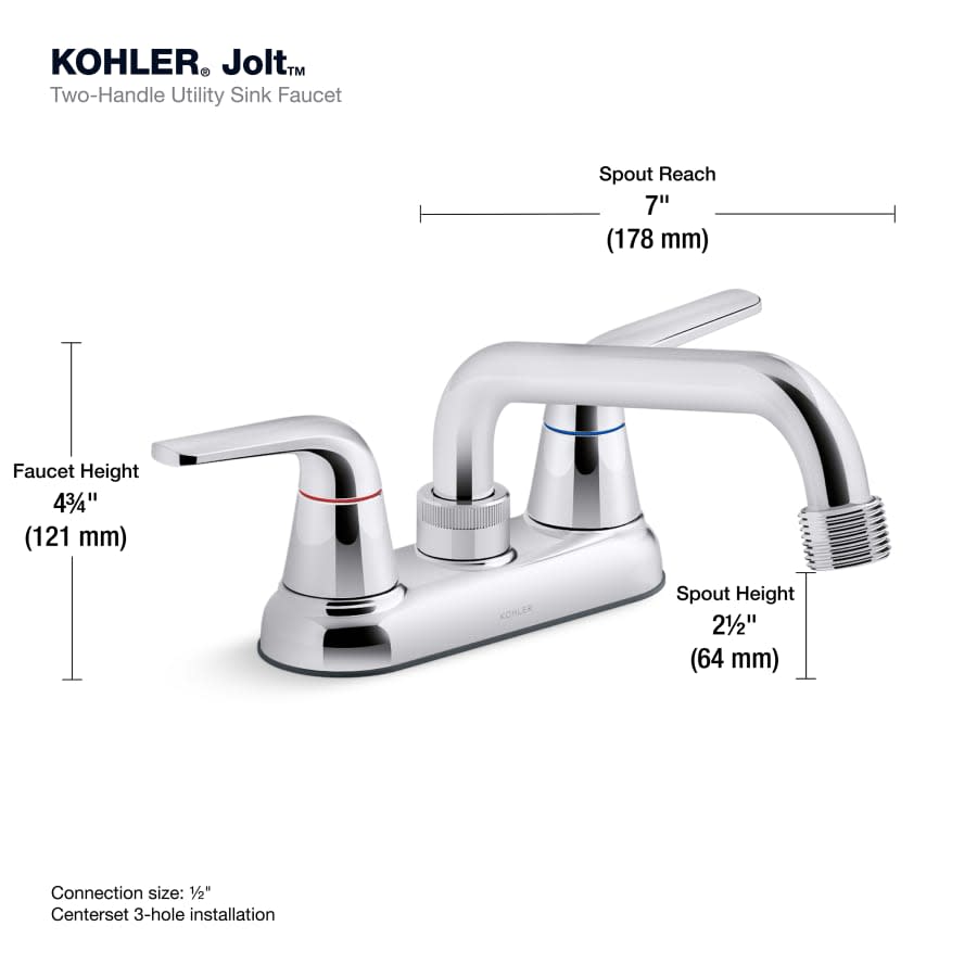 Jolt 4 GPM Two-Handle Utility Sink Faucet with 3/4" Threaded GHT Spout