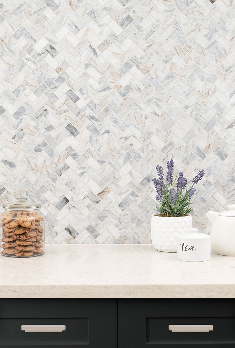 Capri Blue Herringbone Honed