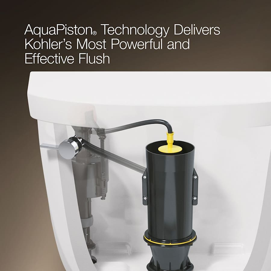 Memoirs 1.28 GPF Compact Elongated One-Piece Comfort Height Toilet with AquaPiston and Glenbury Quiet-Close Seat Included