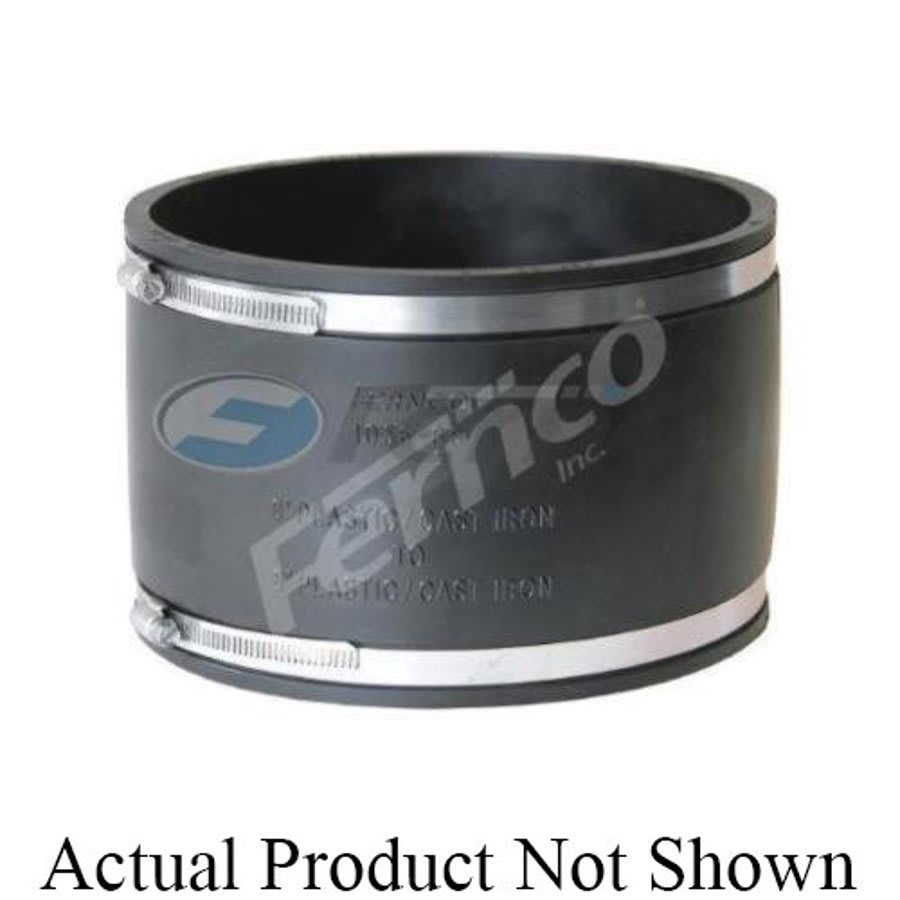 Transition Coupling, 8 in, Cast Iron/Plastic x Cast Iron/Plastic, Flexible PVC