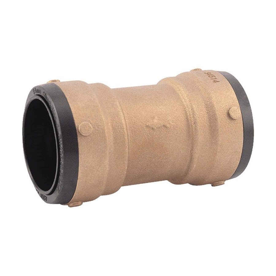 Coupling, 2 in, Push, Brass