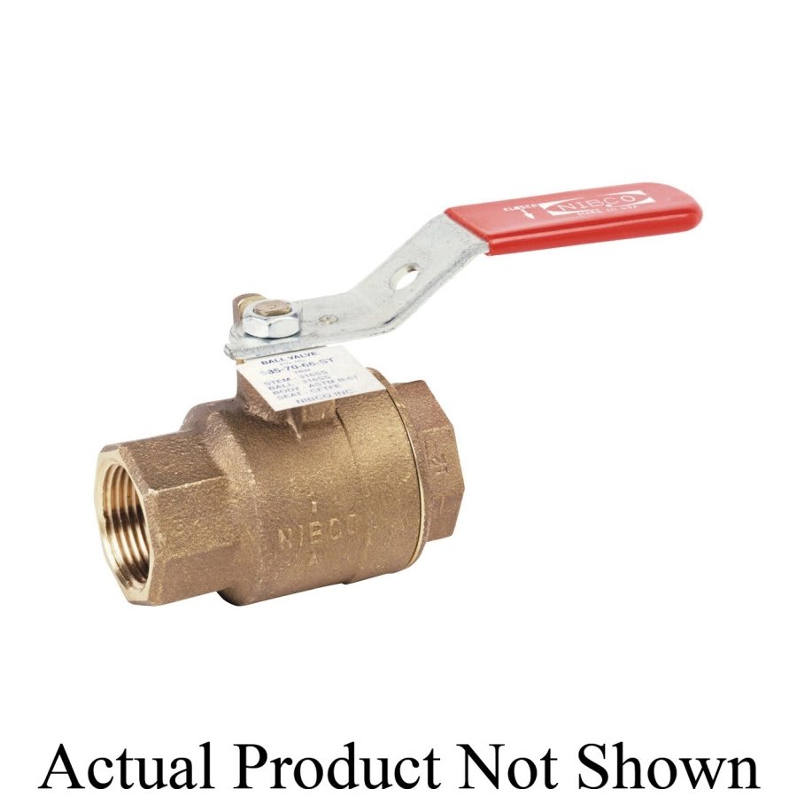 2-Piece Ball Valve, 1/2 in, FNPT, Full Port, Stainless Steel Ball, Bronze