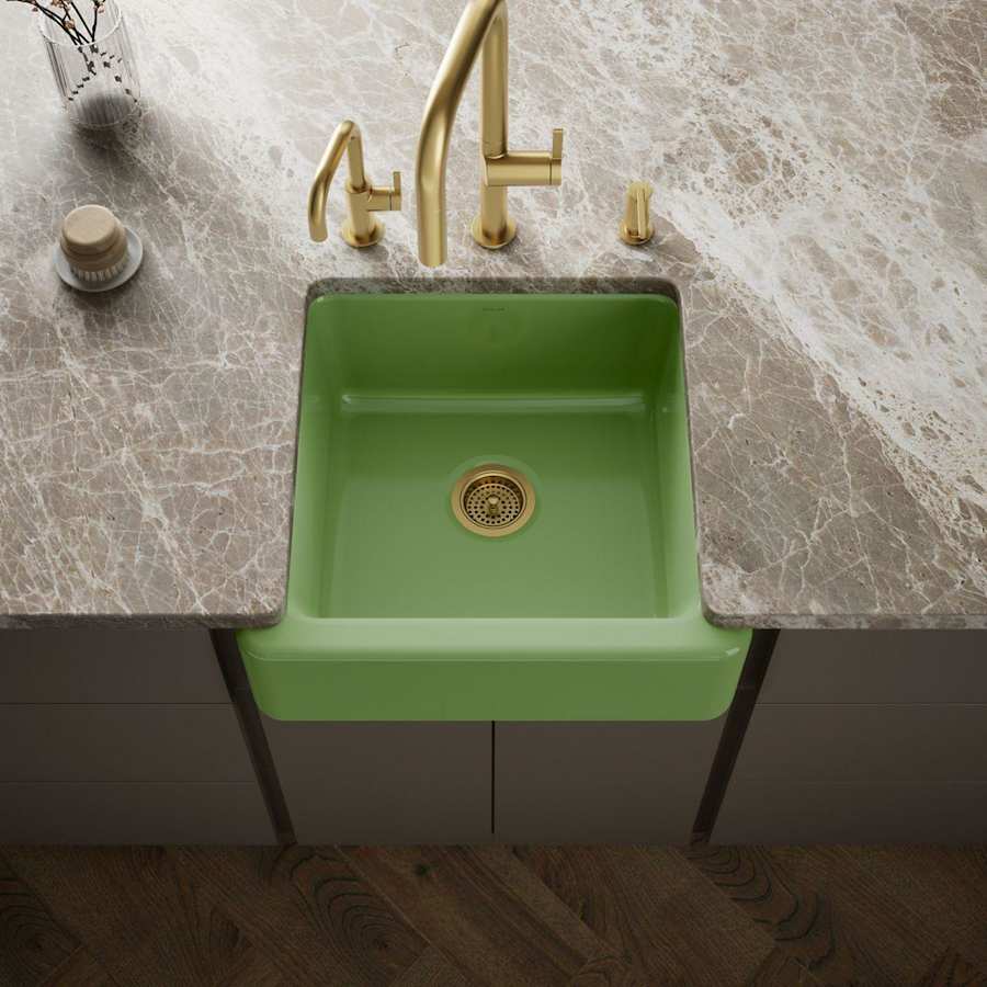 Whitehaven 23-1/2" Self-Trimming Farmhouse Single Basin Enameled Cast Iron Kitchen Sink