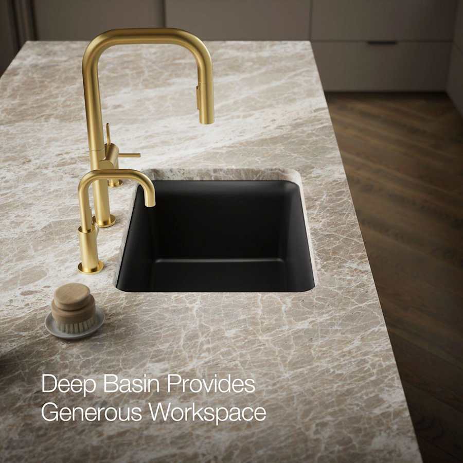 Cairn 24-1/2" Undermount Single Bowl Neoroc Granite Composite Kitchen Sink with Bottom Sink Rack