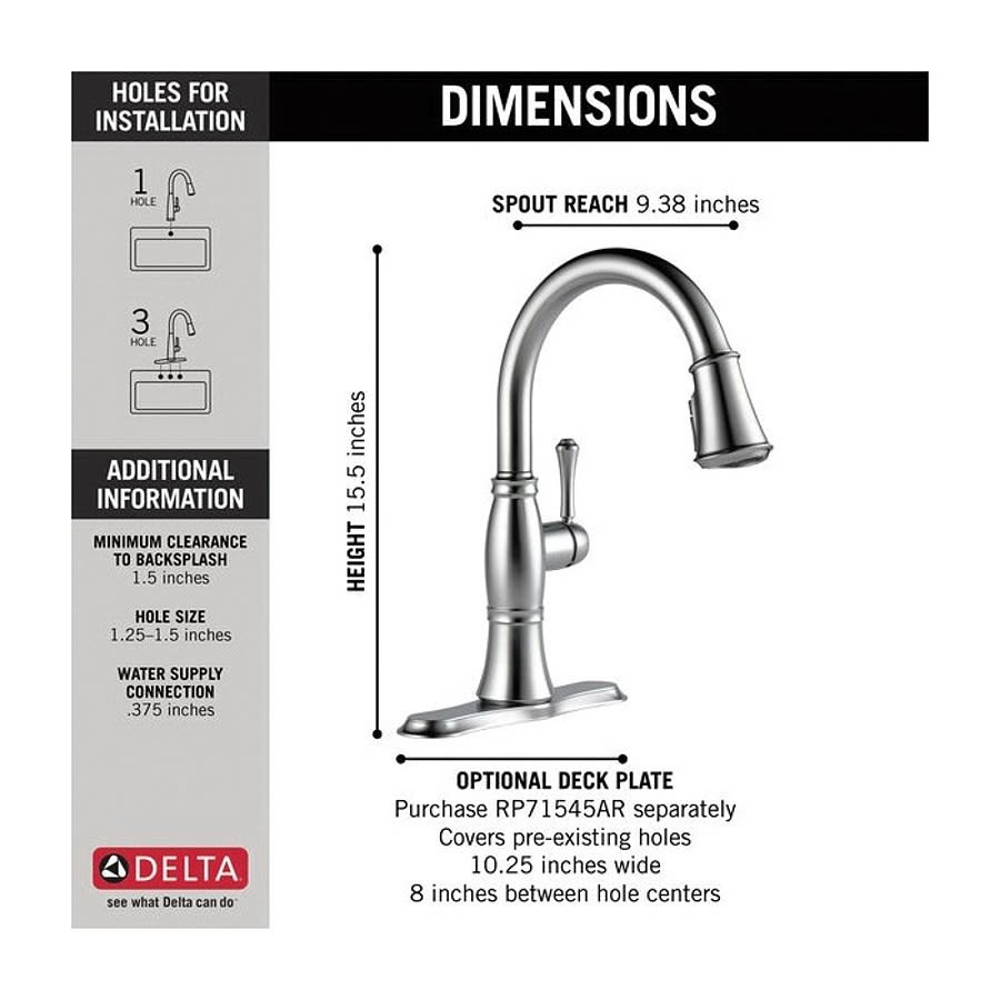 Cassidy™ Kitchen Faucet, Deck Mount, ADA, 1 Lever Handle, 1 or 3-Hole, Lumicoat Arctic Stainless