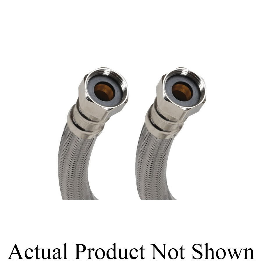 Braided Water Heater Flex, 3/4 in, MNPT x FNPT, 18 in L, Stainless Steel