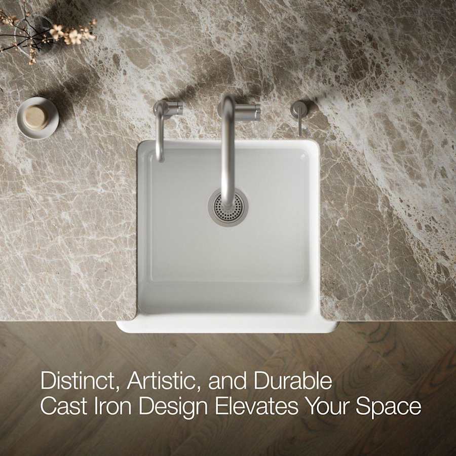 Whitehaven 23-1/2" Self-Trimming Farmhouse Single Basin Enameled Cast Iron Kitchen Sink