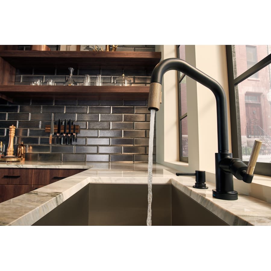 Litze Single Handle Angled Spout SmartTouch Pull Down Kitchen Faucet with Knurled Handle and On/Off Touch Activation - Limited Lifetime Warranty (5 Year on Electronic Parts)