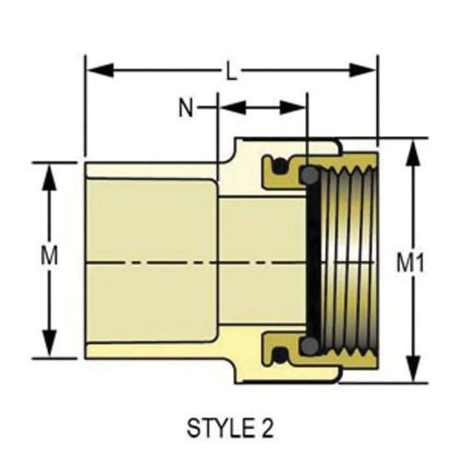 Female Adapter, 1-1/2 in, Socket x FNPT Gasket, SCH 40/STD, CPVC
