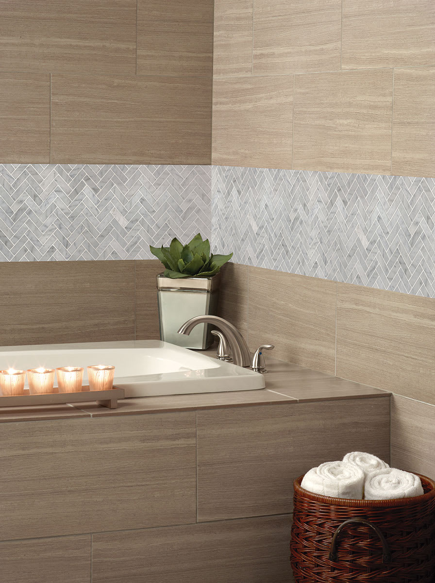 Carrara White Herringbone Polished