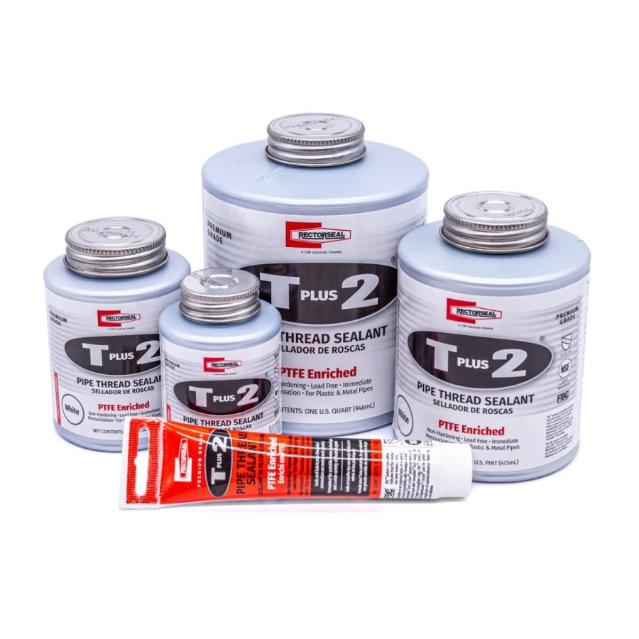 T Plus 2® Pipe Thread Sealant With PTFE, 1 pt Can, Paste, White