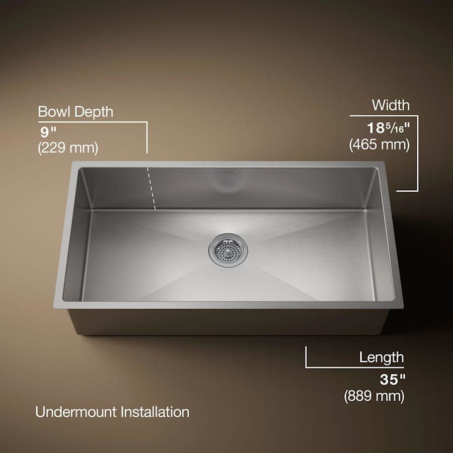 Strive 35" Single Basin Undermount 16-Gauge Stainless Steel Kitchen Sink with SilentShield with Accessories Included