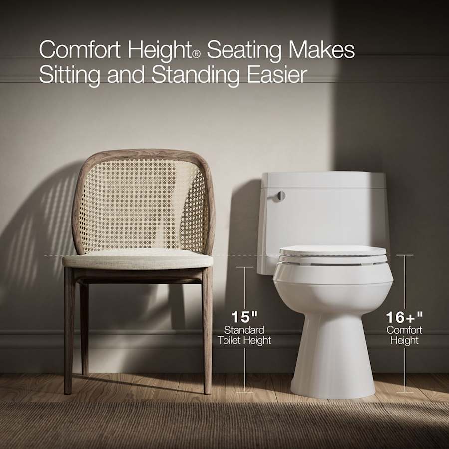 Memoirs 1.28 GPF Compact Elongated One-Piece Comfort Height Toilet with AquaPiston and Glenbury Quiet-Close Seat Included