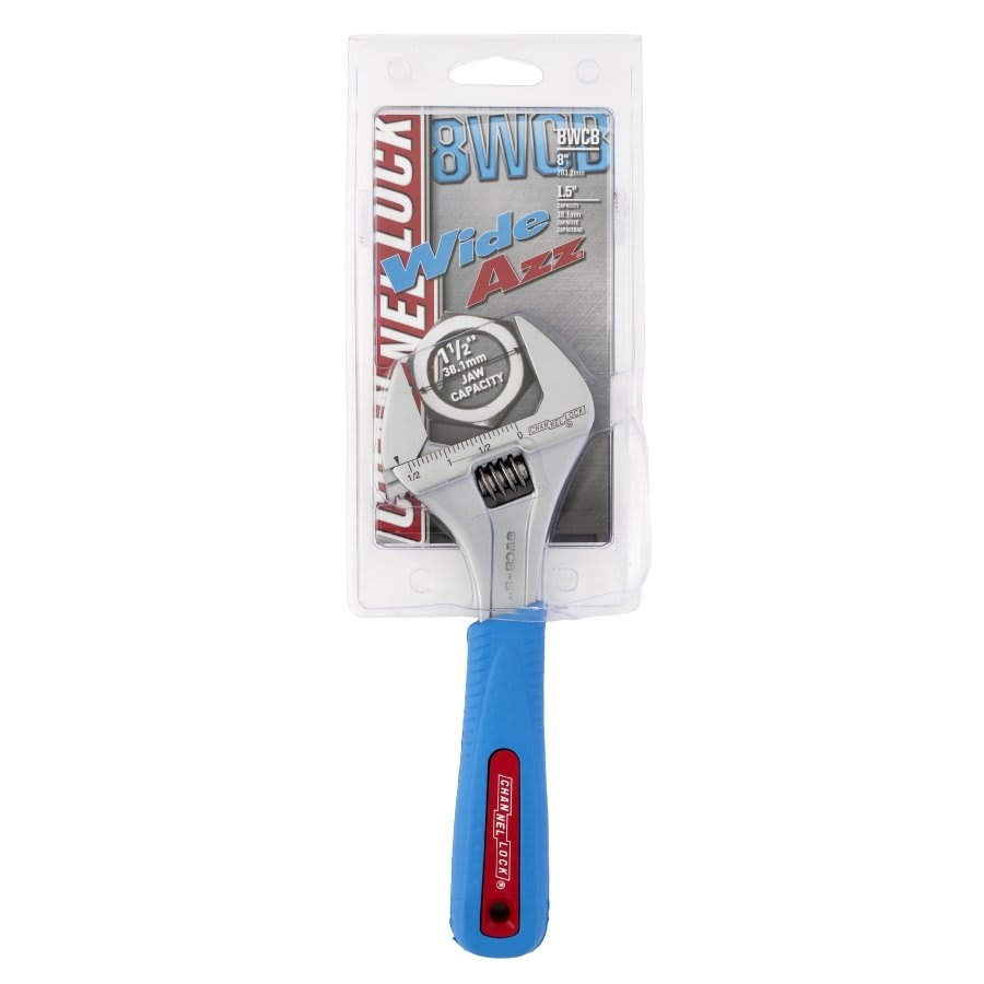 8 in, Adjustable Wrench, Wide Azz®, Chrome, Code Blue®