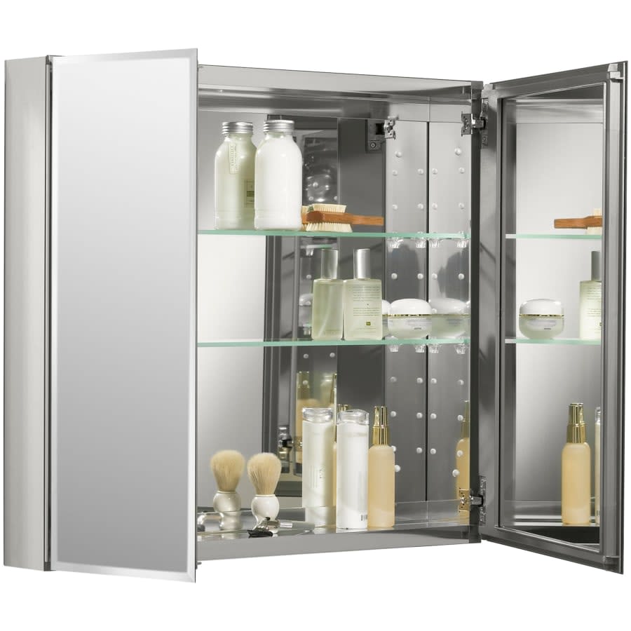 30" x 26" Double Door Reversible Hinge Frameless Mirrored Medicine Cabinet