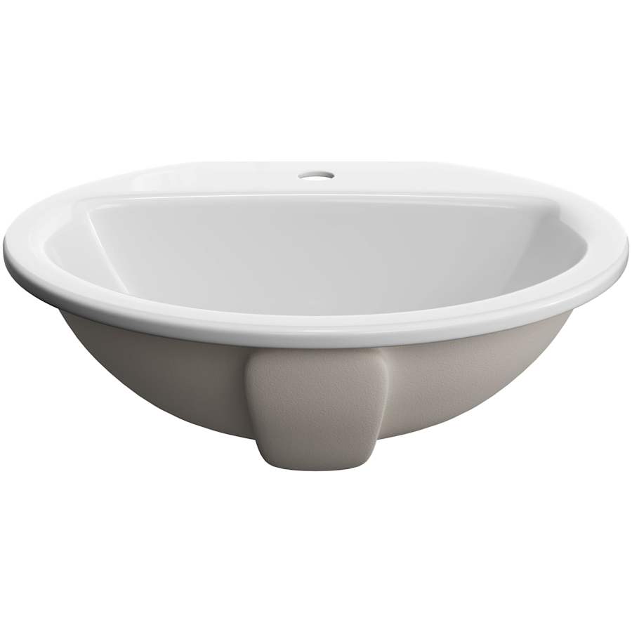 Rockaway 19" Circular Vitreous China Drop In Bathroom Sink with Overflow and 1 Faucet Hole at 0" Centers