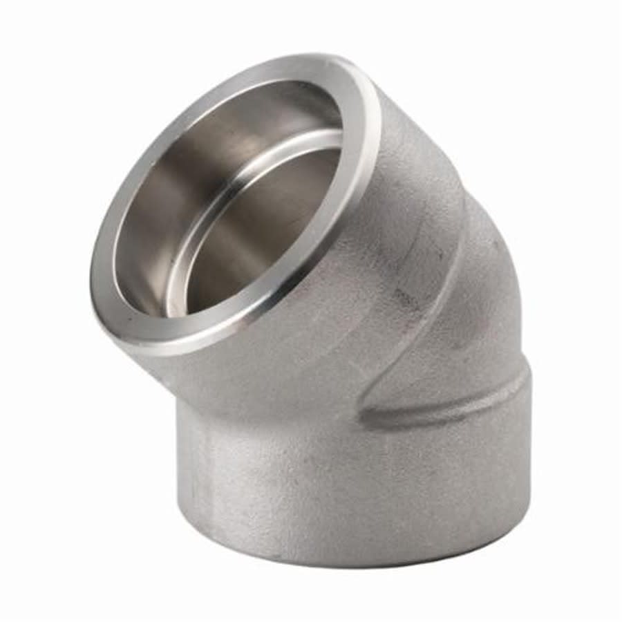45 deg Elbow, 1-1/2 in, Socket Weld, 304/304L Stainless Steel, 3000 lb