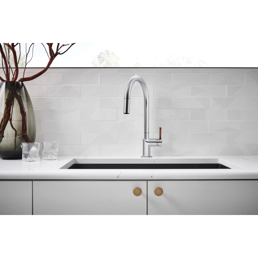 Odin 1.8 GPM Single Hole Pull Down Kitchen Faucet with Arc Spout - Less Handle