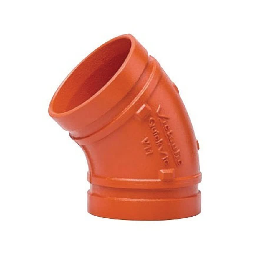 45 deg Elbow, 10 in, Groove, Ductile Iron, Enamel Painted