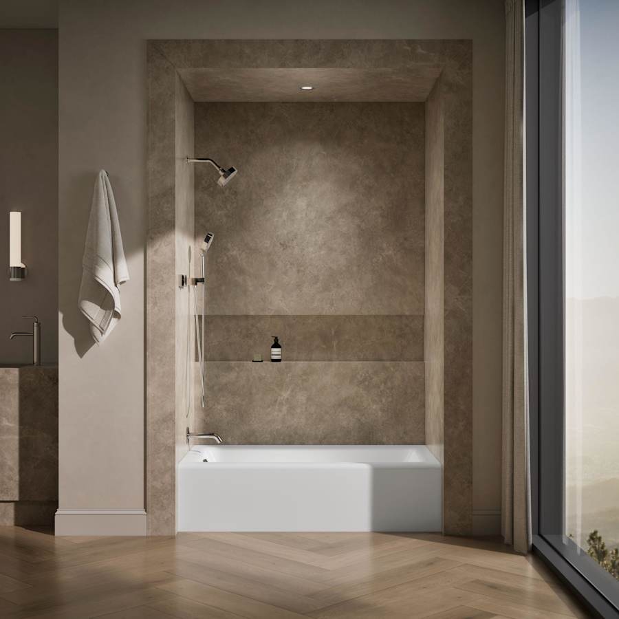 Bellwether Collection 60" Three Wall Alcove Bath Tub with Integral Apron and Left Hand Drain