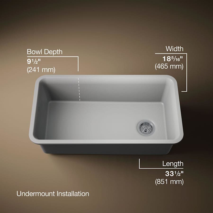 Cairn 33-1/2" Undermount Single Bowl Neoroc Granite Composite Kitchen Sink with Bottom Sink Rack