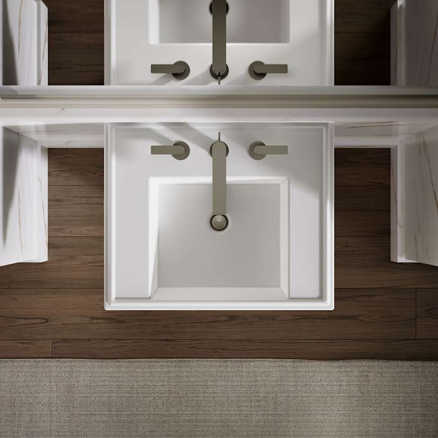 Tresham 14-1/4" Fireclay Pedestal Bathroom Sink with 3 Holes Drilled and Overflow