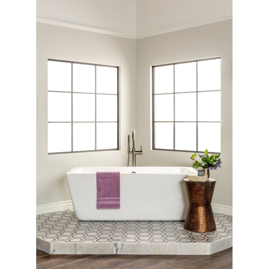 Odin Floor Mounted Tub Filler with Integrated Diverter and Hand Shower - Less Rough In