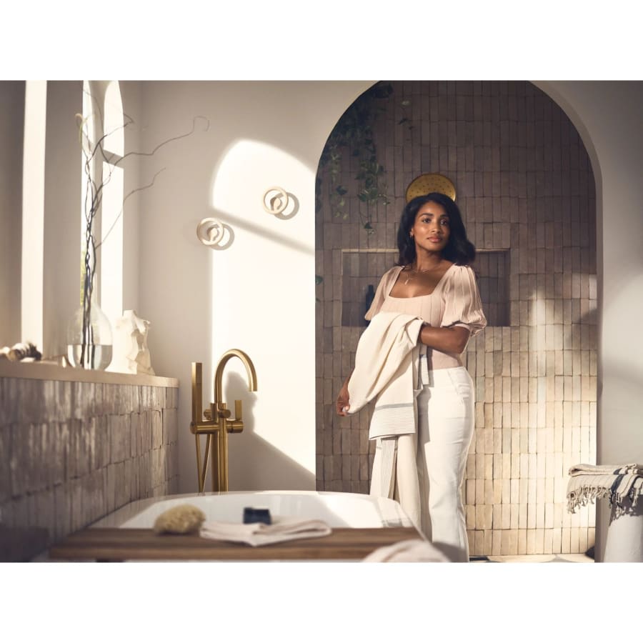 Cia Floor Mounted Tub Filler with Built-In Diverter - Includes Hand Shower