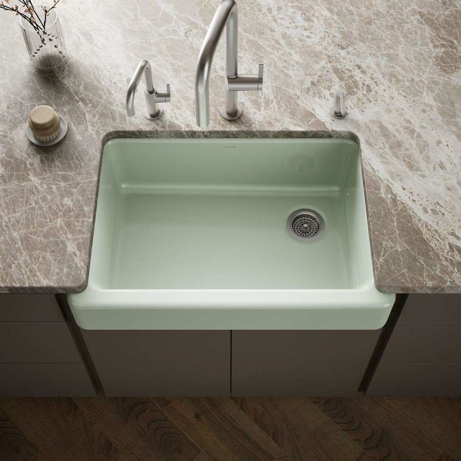 Whitehaven 32-1/2" Self-Trimming Farmhouse Single Basin Enameled Cast Iron Kitchen Sink