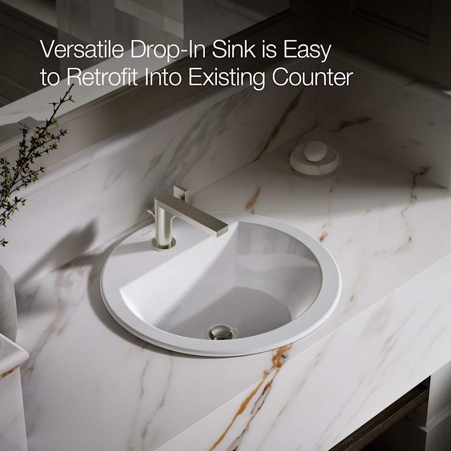 Bryant 18-7/8" Circular Vitreous China Drop In Bathroom Sink with Overflow and Single Faucet Hole