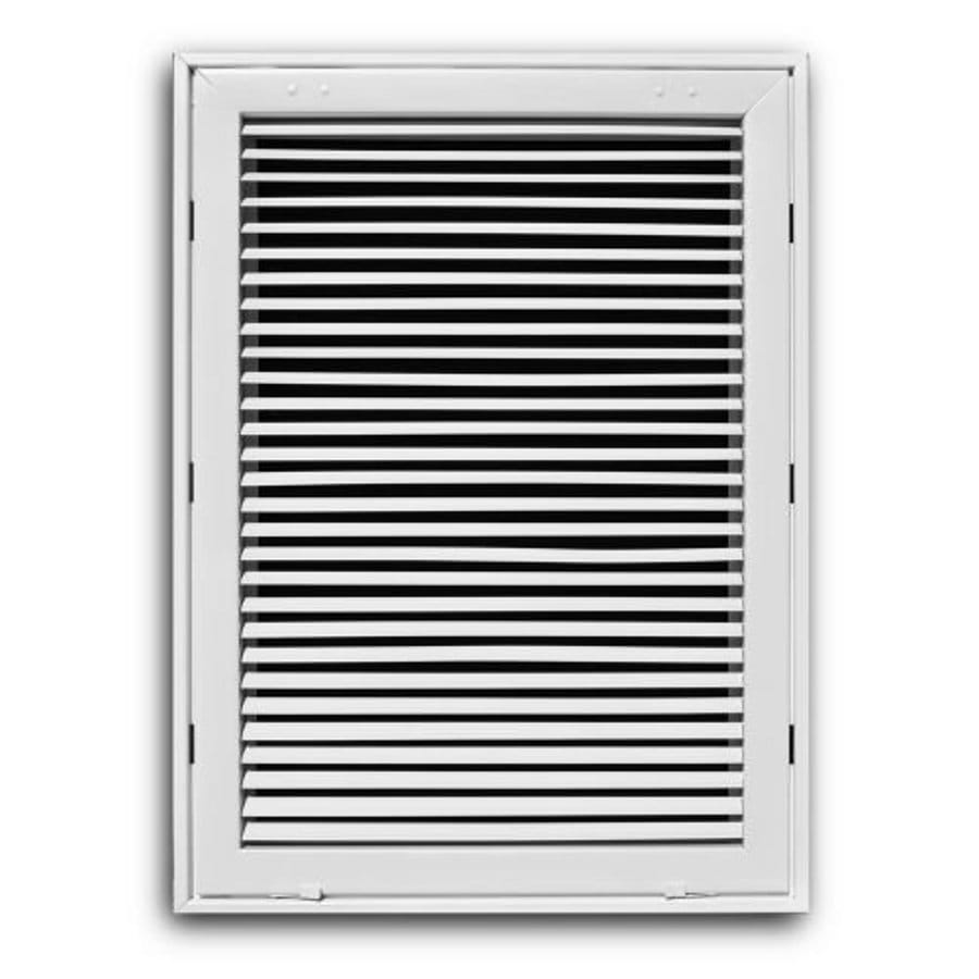 Fixed Bar Type Return Filter Grille, 14 x 20 in, 30 deg Pitch, 1 in Filter, Steel, White
