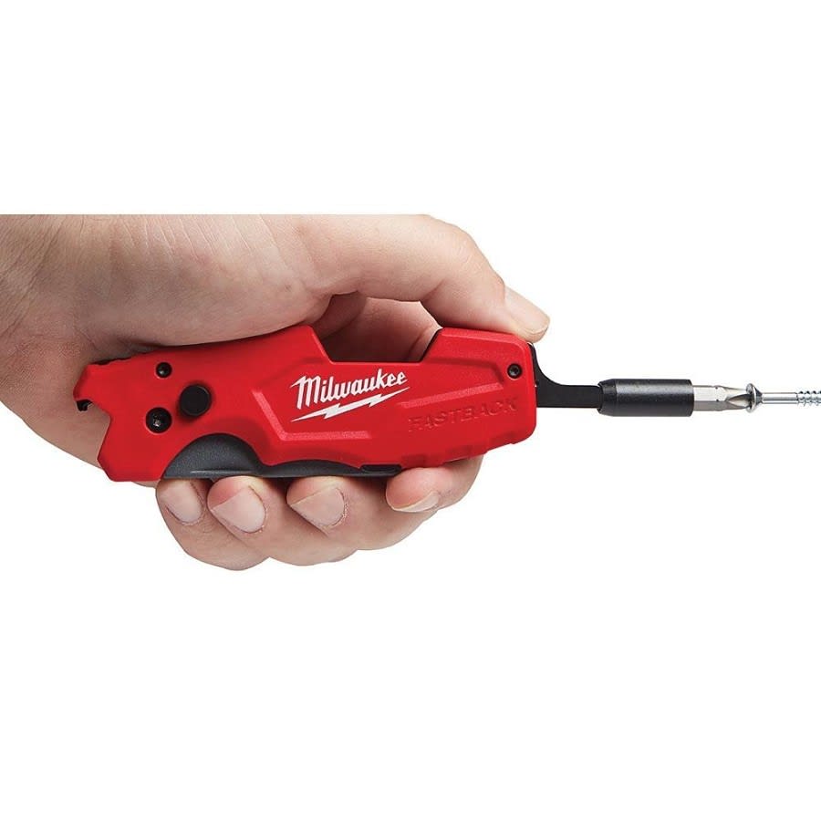 FASTBACK™ 6-In-1 Retractable Folding Utility Knife, Bi-Metal Straight Edge Blade, 2.4 in L Blade, Lock Opening