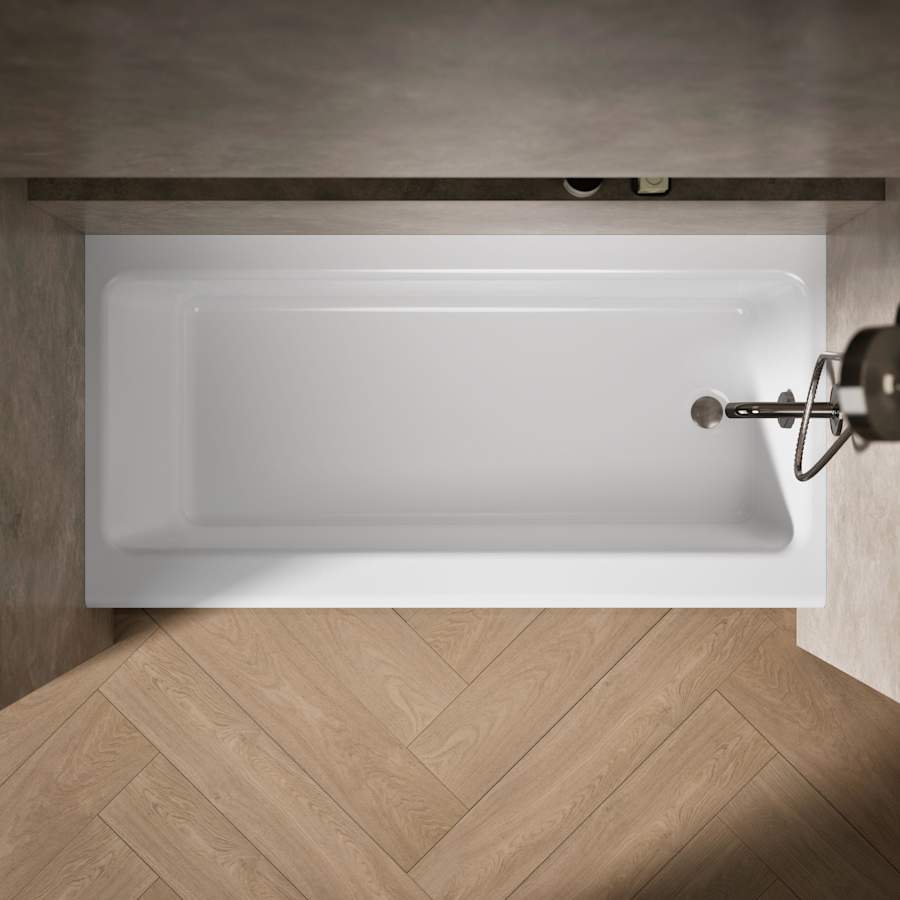 Bellwether Bath Tub 60" L x 30 1/4" W Cast Iron Soaking for Three Wall Alcove Installations with Integral Apron and Right Drain