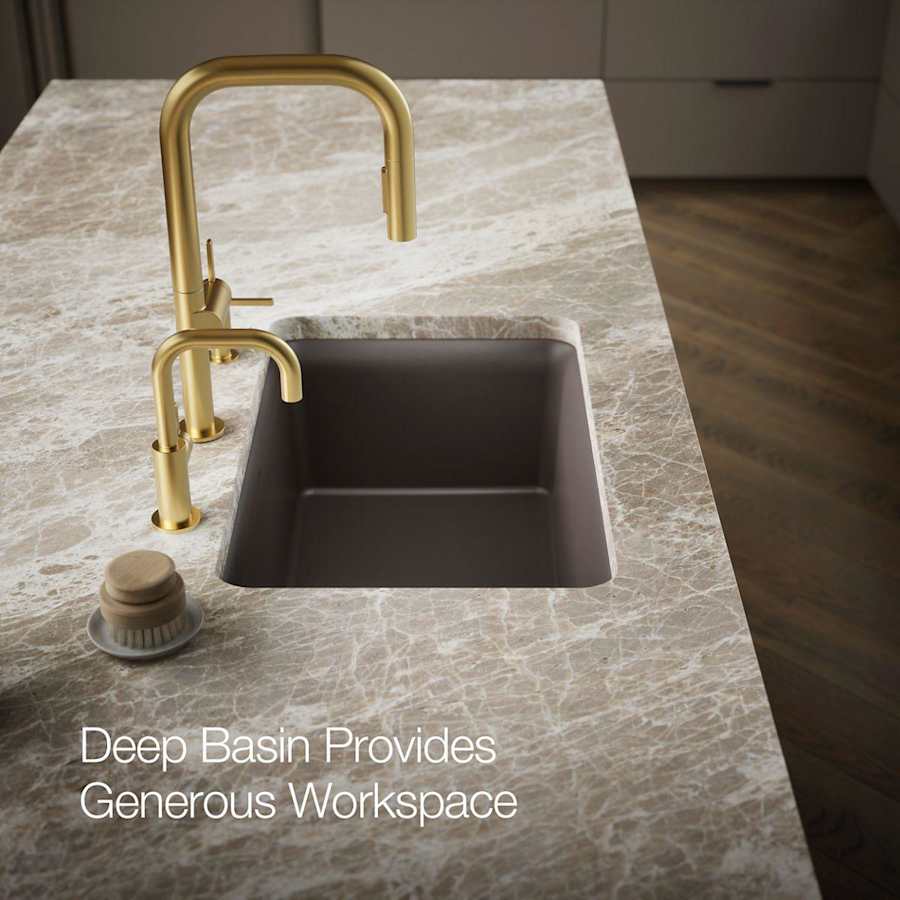 Cairn 27-1/2" Undermount Single Bowl Neoroc Granite Composite Kitchen Sink with Bottom Sink Rack