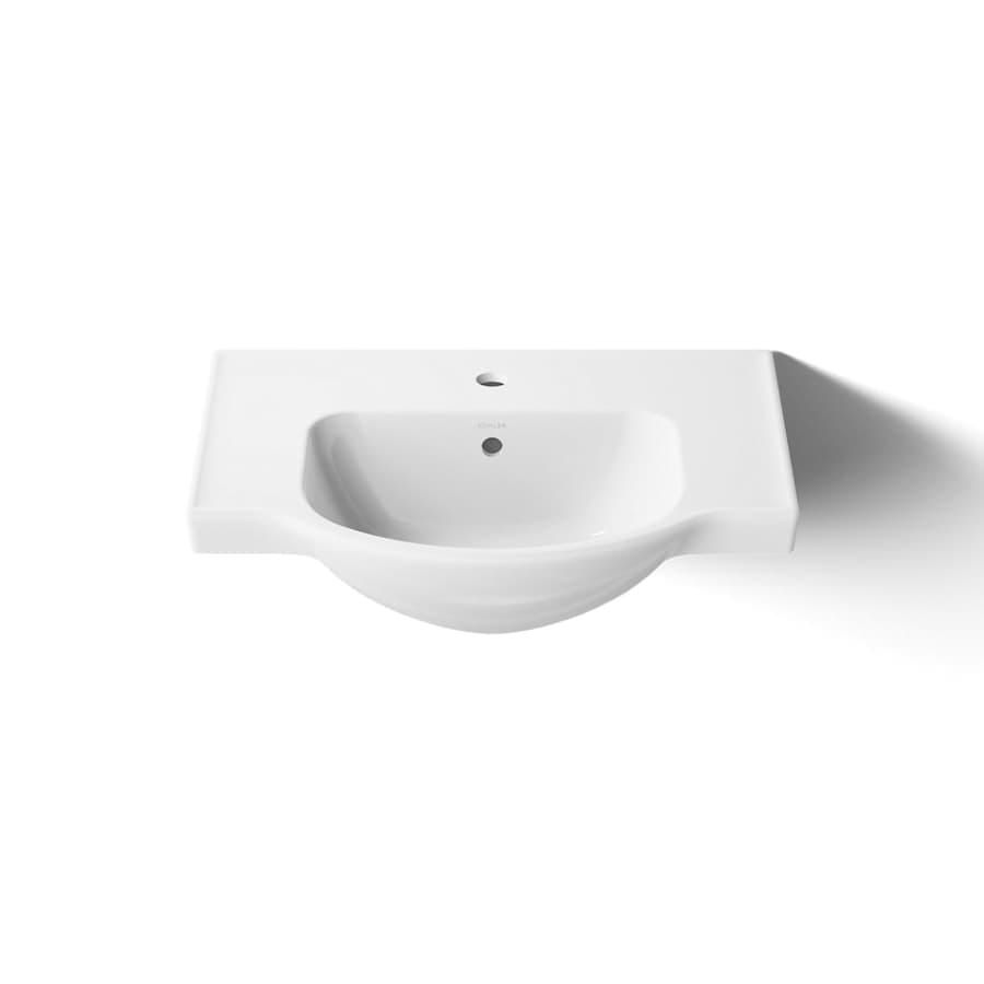 Veer 24" Pedestal Bathroom Sink Only with One Hole Drilled and Overflow