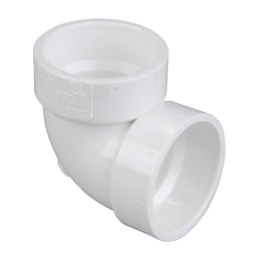 90 deg Vent Elbow, 4 in, Hub, DWV, PVC
