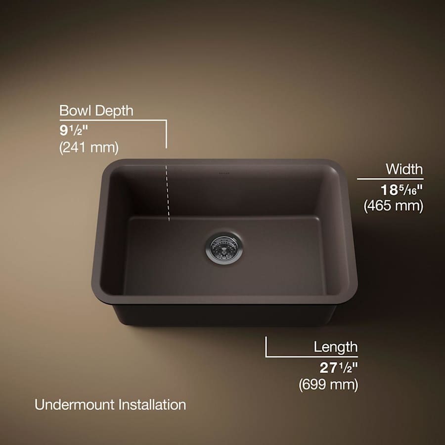 Cairn 27-1/2" Undermount Single Bowl Neoroc Granite Composite Kitchen Sink with Bottom Sink Rack