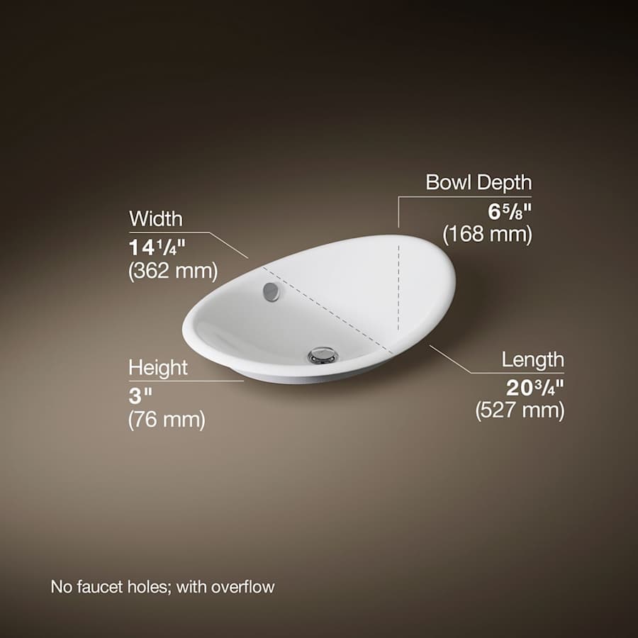 Iron Plains 20-3/4"L Enameled Cast Iron Wading Pool Oval Bathroom Sink with Overflow and White Painted Underside