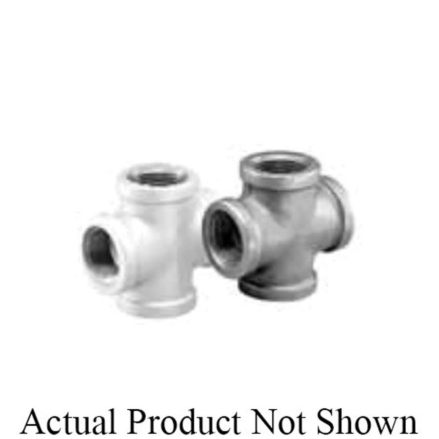 Cross, 3/8 in, FNPT, 150 lb, Malleable Iron, Black