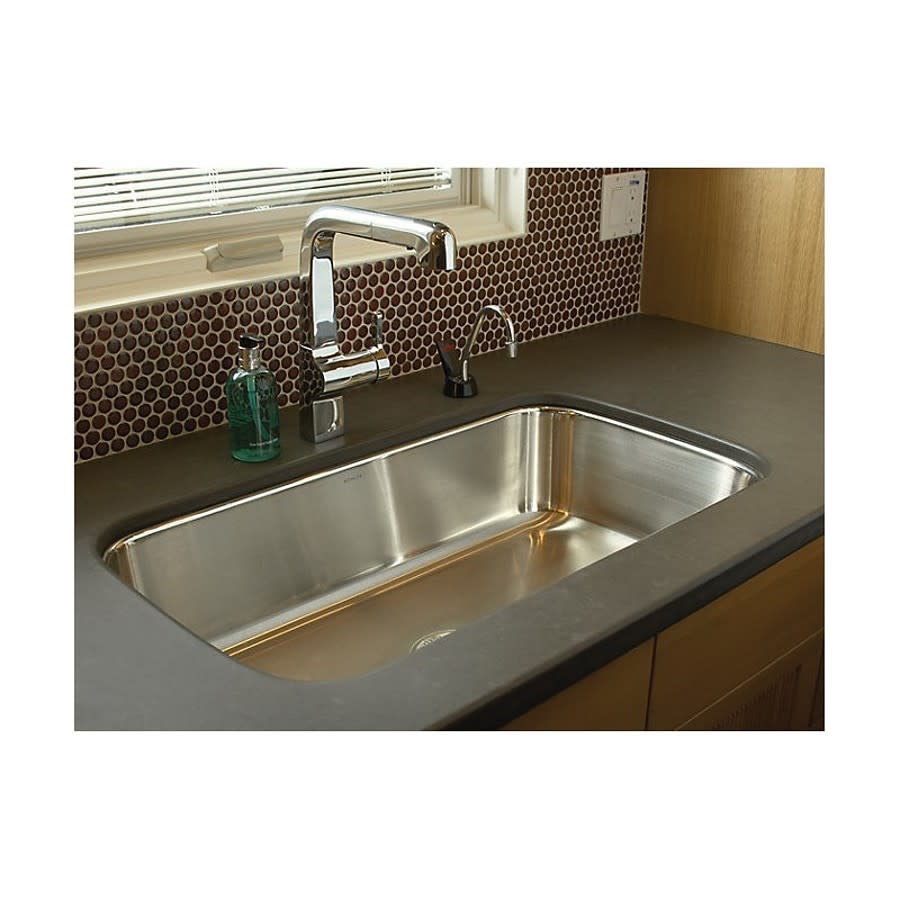 Undertone® Single Bowl Kitchen Sink, Under Mount, 31-1/2 x 17-3/4 in, 7-5/8 in Bowl Depth, 18 ga Satin Steel, Stainless