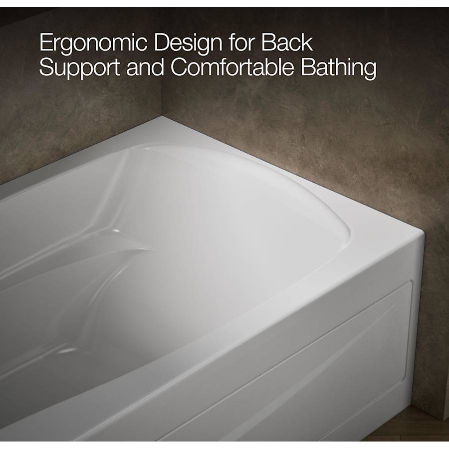 Mariposa Collection 72" Three Wall Alcove Soaking Bath Tub with Left Hand Drain, Apron Front and Integral Tile Flange