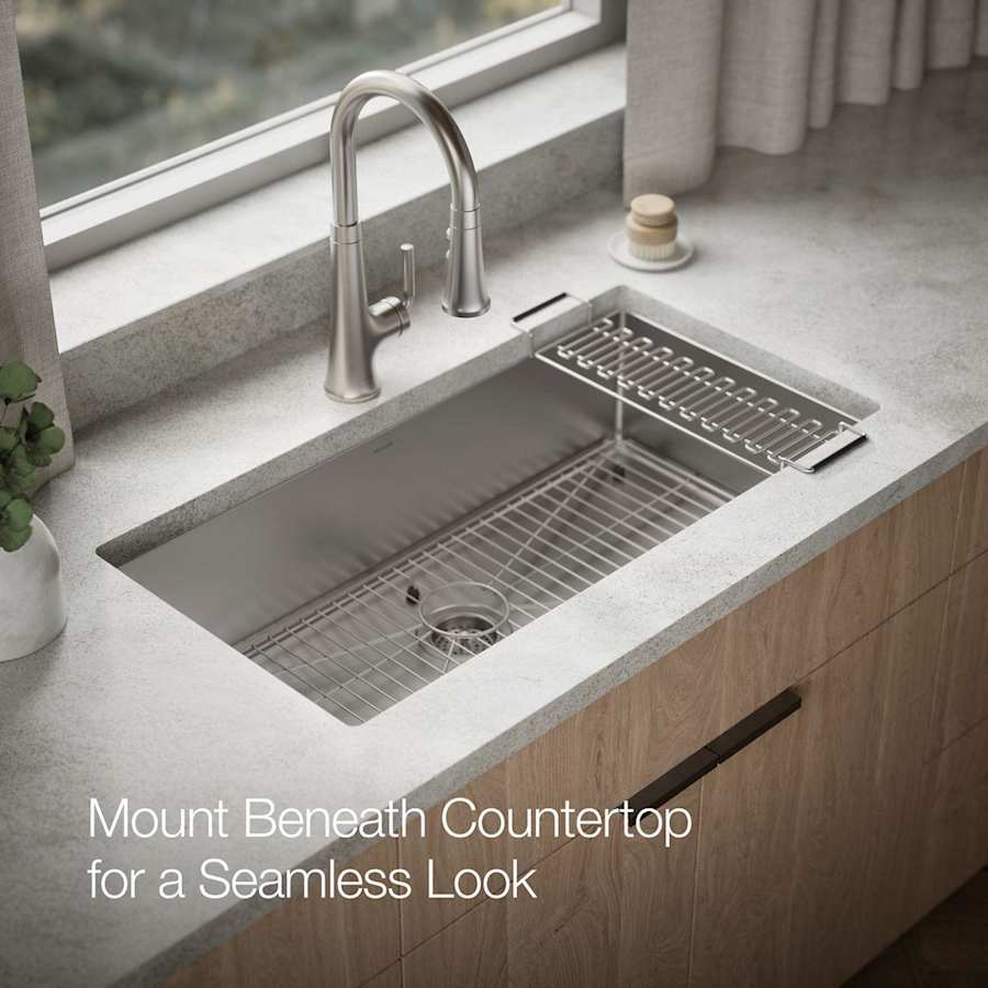 Strive 35" Single Basin Undermount 16-Gauge Stainless Steel Kitchen Sink with SilentShield with Accessories Included