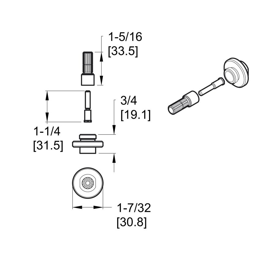 Stem Extension Kit, For Use With 01 Series Valves Diverters