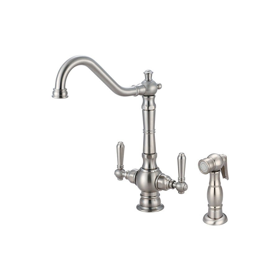 Americana Kitchen Faucet, Deck Mount, ADA, 2 Lever Handles, 2-Hole, PVD Brushed Nickel